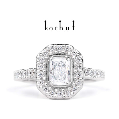 Majesty — Verlobungsring aus Weißgold mit Diamanten, platiert mit weißem Rhodium
