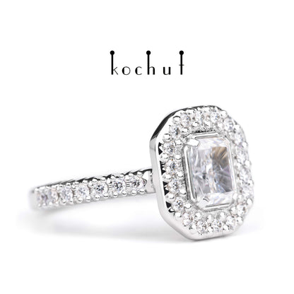 Majesty — Verlobungsring aus Weißgold mit Diamanten, platiert mit weißem Rhodium