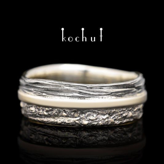 In Freude und Leid: Grundierung — Ring aus Weißgold und Silber, beschichtet mit schwarzem Rhodium