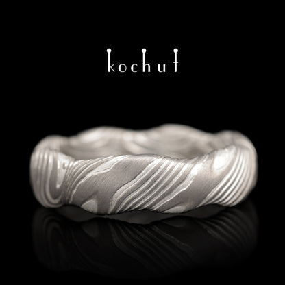 Waves — Mokume-Ehering aus Palladium, Gold, geätzt und Silber