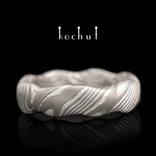 Waves — Mokume-Ehering aus Palladium, Gold, geätzt und Silber