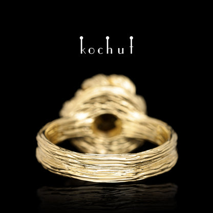 Pfingstrose — Ring aus Gelbgold mit Citrin