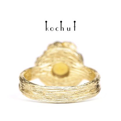 Pfingstrose — Ring aus Gelbgold mit Citrin
