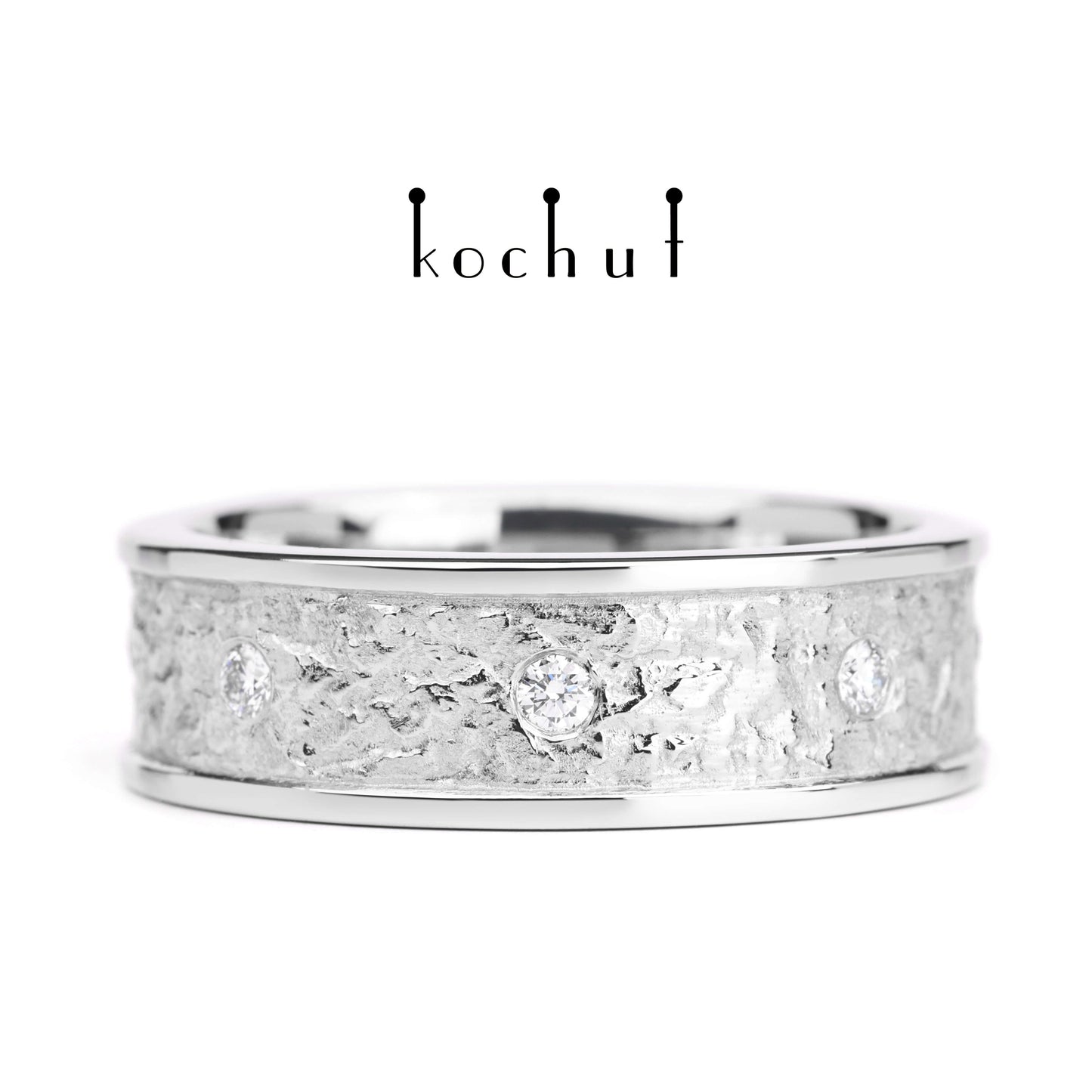 Zeitfluss — Platin-Ehering mit Diamanten