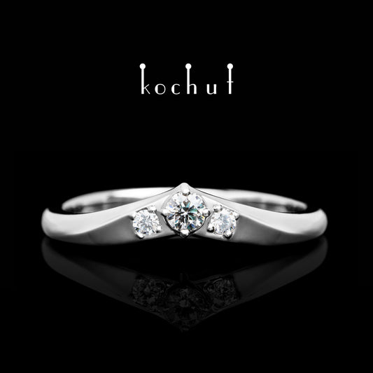 Mein Herr — Weißgoldring mit Diamanten, platiert mit weißem Rhodium