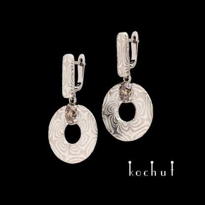 Wertvoller Astrolabium — Mokume-Schmuckset aus Palladium-Gold, graviertem Silber mit Diamanten