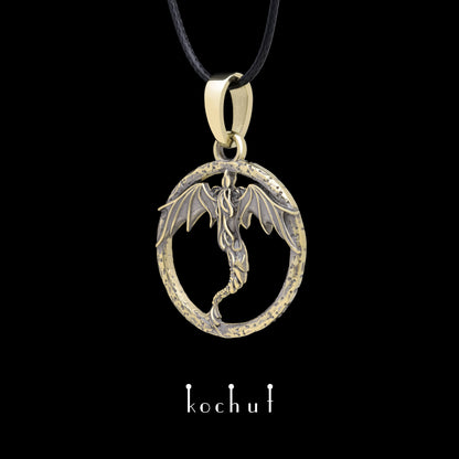 Dragon — Anhänger aus Gelbgold, beschichtet mit schwarzem Rhodium