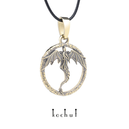 Dragon — Anhänger aus Gelbgold, beschichtet mit schwarzem Rhodium