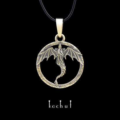 Dragon — Anhänger aus Gelbgold, beschichtet mit schwarzem Rhodium