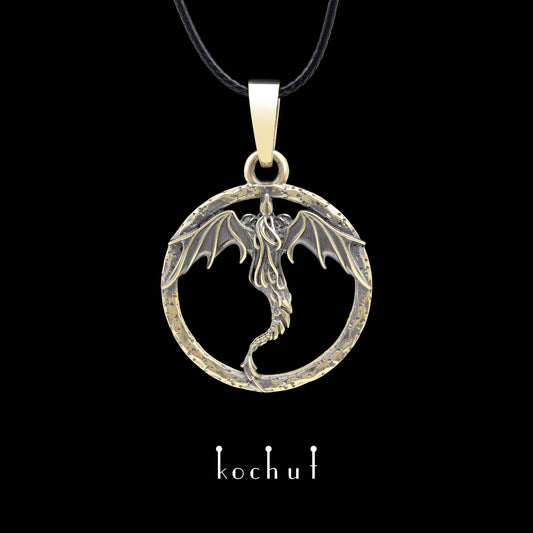 Dragon — Anhänger aus Gelbgold, beschichtet mit schwarzem Rhodium