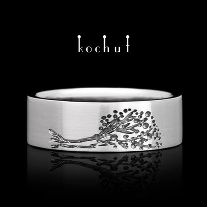 Baum des Lebens: Halves — Ehering aus Platin, überzogen mit schwarzem Rhodium