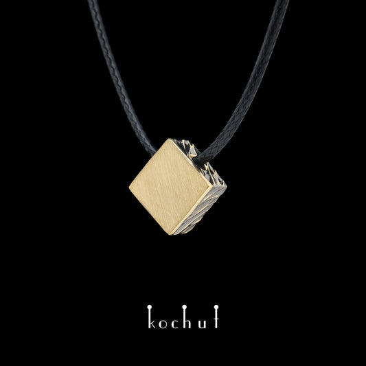Golden Square — Anhänger aus Gelbgold, beschichtet mit schwarzem Rhodium