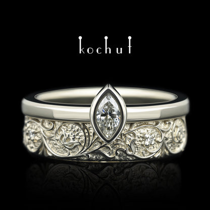 Harmonie der Natur — Weißgold-Ehering mit Diamanten