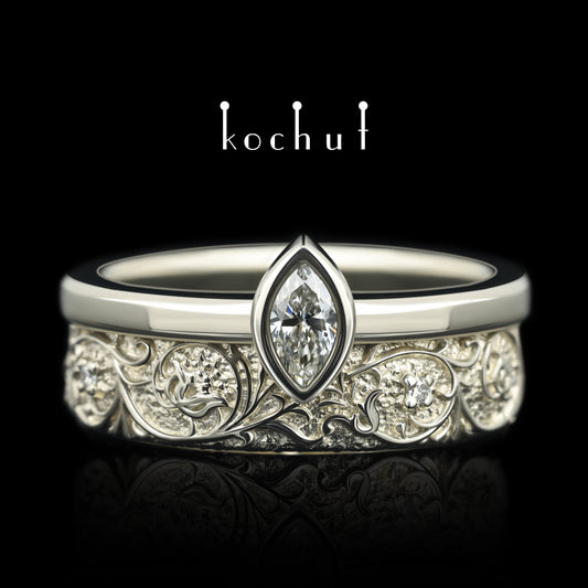 Harmonie der Natur — Weißgold-Ehering mit Diamanten