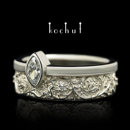 Harmonie der Natur — Weißgold-Ehering mit Diamanten