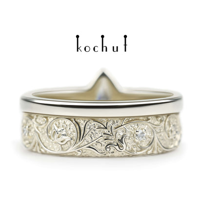Harmonie der Natur — Weißgold-Ehering mit Diamanten