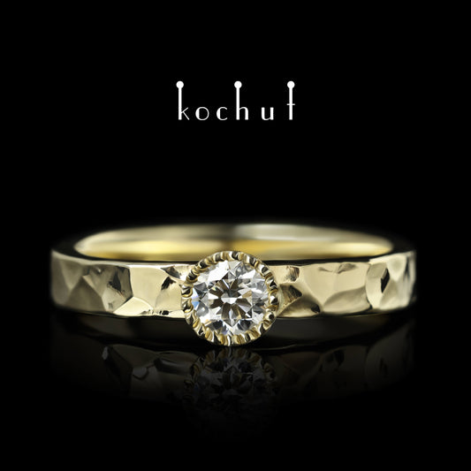 Thiamin — Ring aus Gelbgold mit Diamant