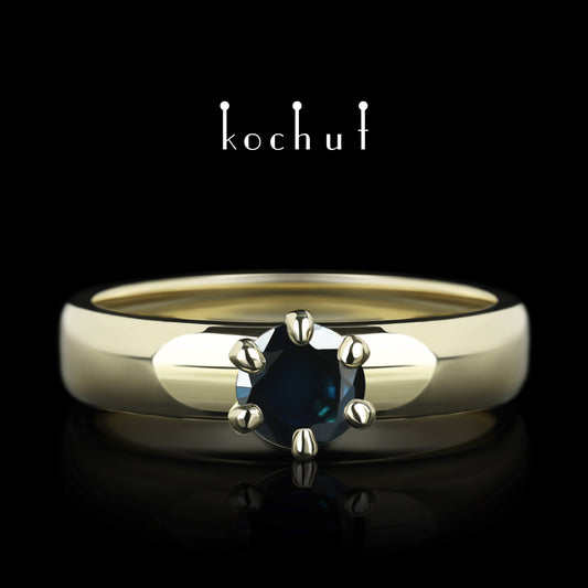 Persephone — Ring aus Gelbgold mit Saphir
