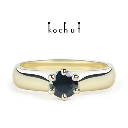 Persephone — Ring aus Gelbgold mit Saphir