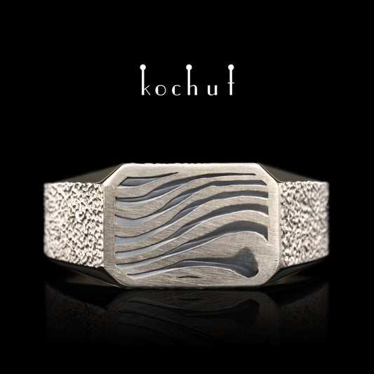 Kоgen — Mokume-Ring aus Palladium-Gold, oxidiertem und geätztem Silber