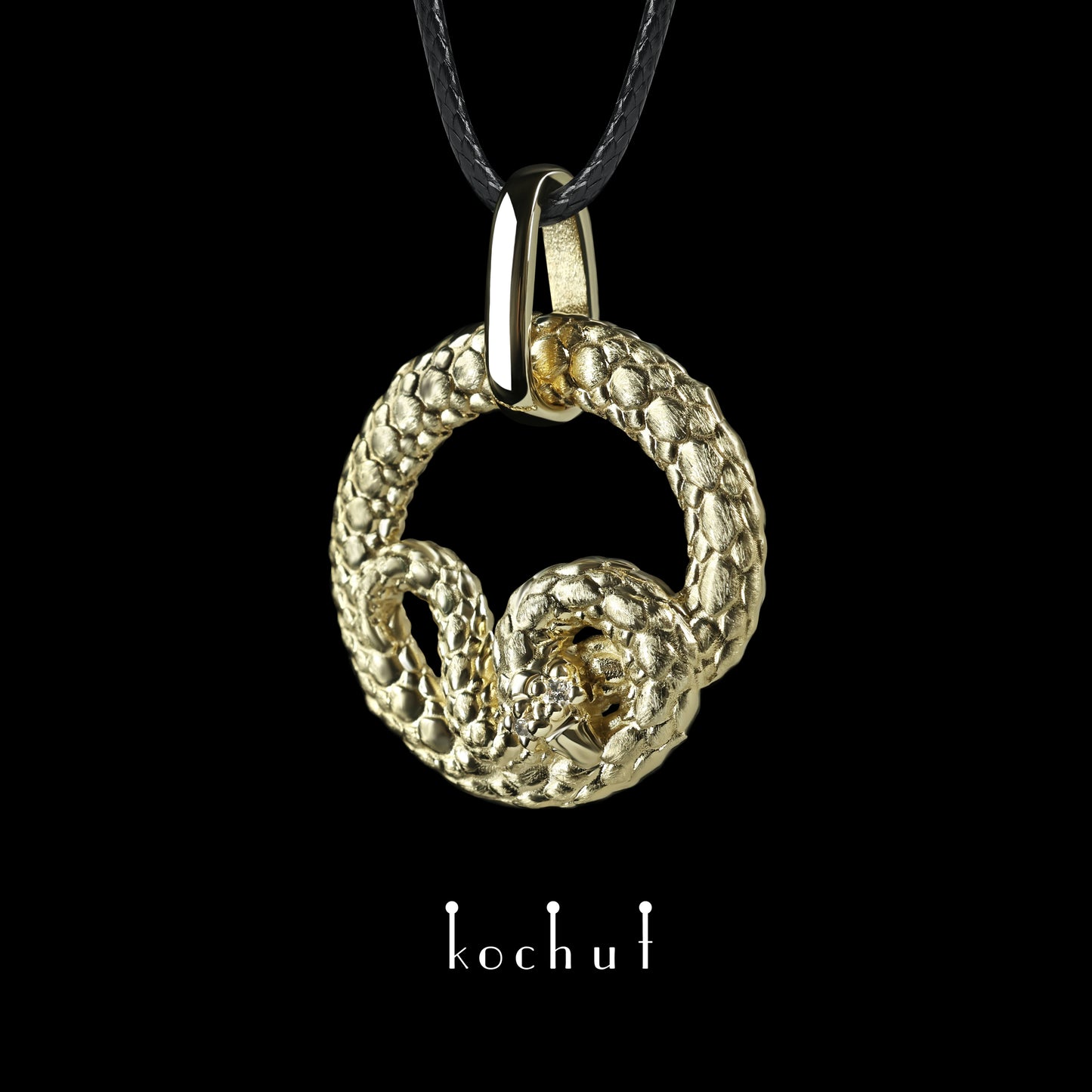 Schlange — Gelbgold-Anhänger mit Diamanten