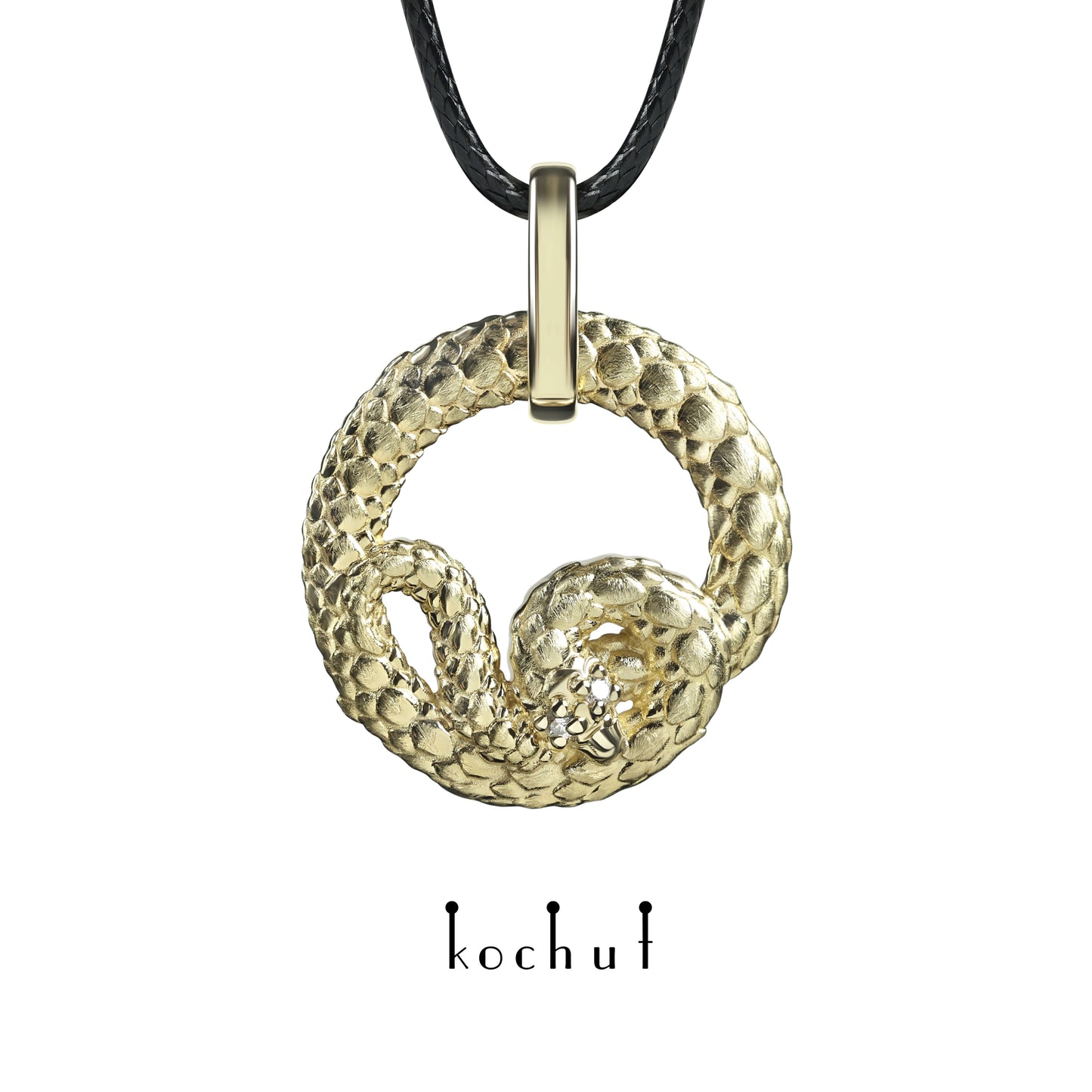 Schlange — Gelbgold-Anhänger mit Diamanten