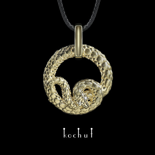 Schlange — Gelbgold-Anhänger mit Diamanten