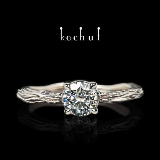Winterzweig — Palladium-Gold-Verlobungsring mit Diamant