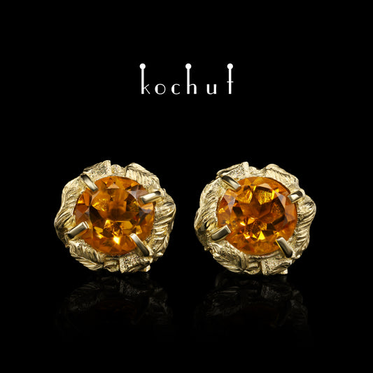 Sonniger Wald — Ohrringe aus Gelbgold mit Citrinen