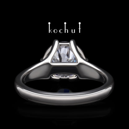 Melian — Verlobungsring aus Weißgold mit einem Diamanten, rhodiniert mit Weißrhythm.